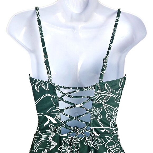 Cupshe Womens Large Floral Print Shirred Cutout One Piece Swimsuit Adjustable - Picture 5 of 8